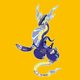 A picture of Miraidon, on a Kotaku yellow background.